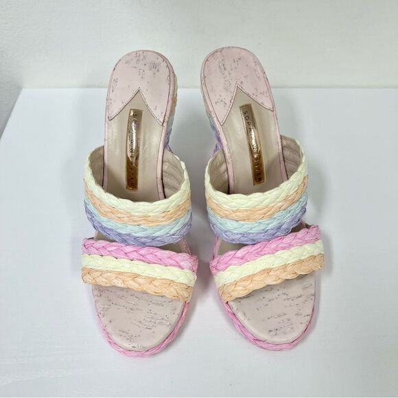 Sophia Webster Ines Woven Wedge Mid Espadrille Mule Slide Sandals 38 7.5 - Picture 2 of 7